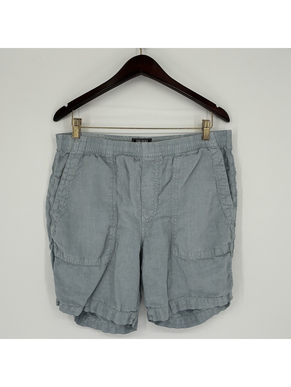 Todd Snyder Shorts Men's Large L Pale Light Blue Elastic Drawstring Linen Summer